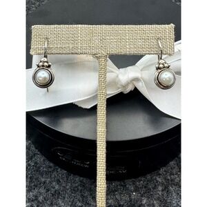 Artisan Beaded Sterling Silver Pearl Drop Earrings